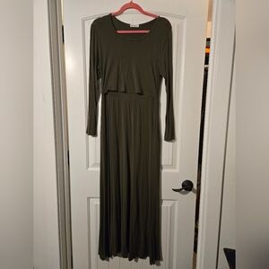 Smallshow Maternity Green Nursing Maxi Dress
